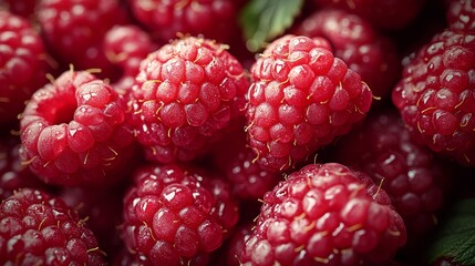 Close-up of fresh, ripe raspberries.