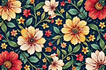 Intricate floral pattern, repeating seamlessly , summer, loop, pattern
