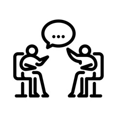 friends talking outline icon. people conversation line art illustration.
