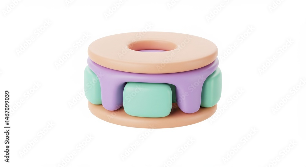 Poster pastel-colored layered geometric blocks abstract 3d render