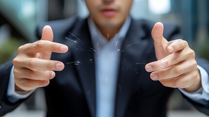 Presenting Invisible Technology Concept with Businessman Showing Something