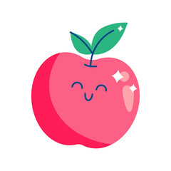 Fresh and Juicy Apple in a Minimalist kawaii Flat Style