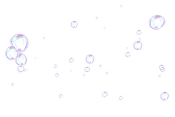 Iridescent floating bubbles clipart for design