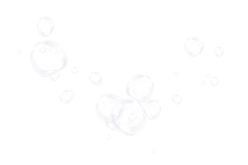 Shiny pastel soap bubbles isolated on white