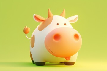Playful, cartoonish cow design in a soft, vibrant color scheme.
