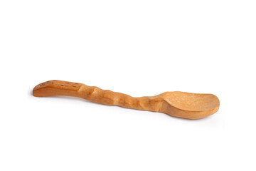 Wooden spoon on a white background with copy space