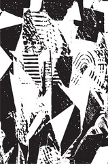 Abstract geometric shapes emerge from a textured surface.