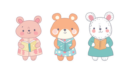 Cute Cartoon Character Wearing Adorable Outfits – Fun and Stylish Vector Illustration