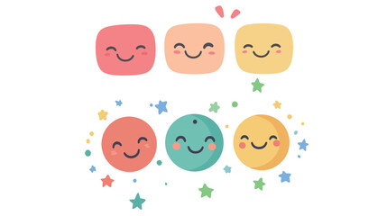 Cute Smiling Element Vector Graphic Design – Adorable Happy Face Icon in Flat Style