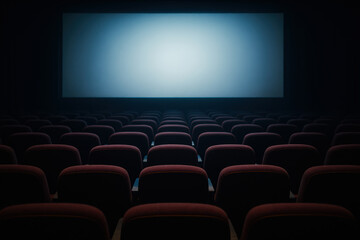 Fototapeta premium Empty Cinema Auditorium with Blank Screen