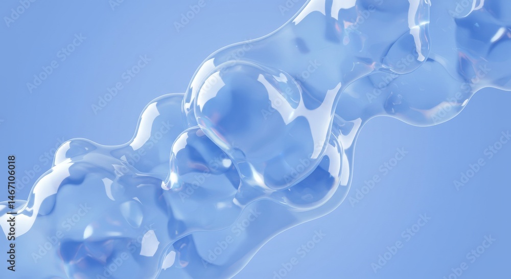 Poster abstract flowing liquid: serene blue fluid dynamics in 3d