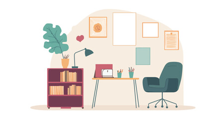 Flat Vector Illustration of Classroom Interior Design