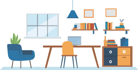 Flat Vector Illustration of Classroom Interior Design