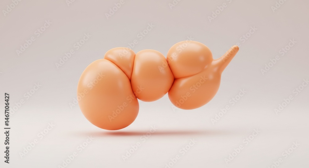 Aufkleber abstract 3d render of peach-colored organic forms in minimalist setting