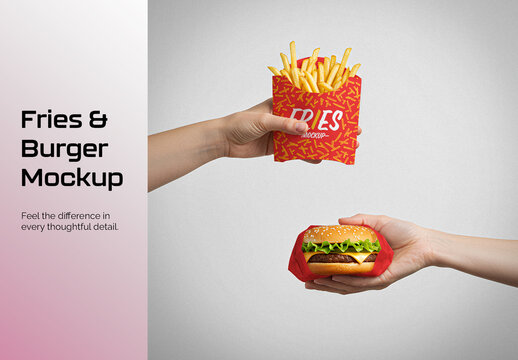 Fries And Burger Mockup