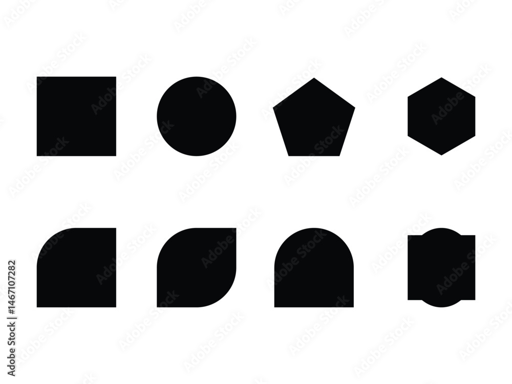 Poster black abstract and basic shapes collection symbol icon design vector isolated transparent background