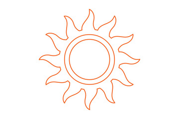 Hand drawn sun with rays flat icon