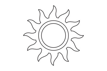 Hand drawn sun with rays flat icon