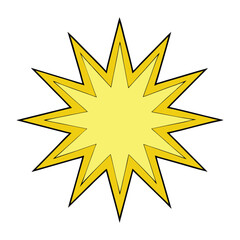 A vibrant comic-style burst in yellow, filled with dynamic energy. It features sharp edges, bold lines, and a sense of excitement, often used to highlight action or impact moments.
