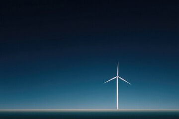 Fototapeta premium towering wind turbine stands majestically against clear blue sky