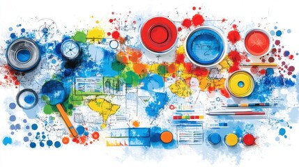 Dynamic infographic splash vibrant data visualization artistic presentation modern design visual storytelling concept colorful abstraction