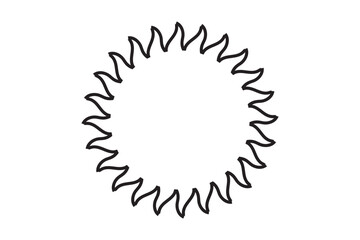 Hand drawn sun with rays flat icon