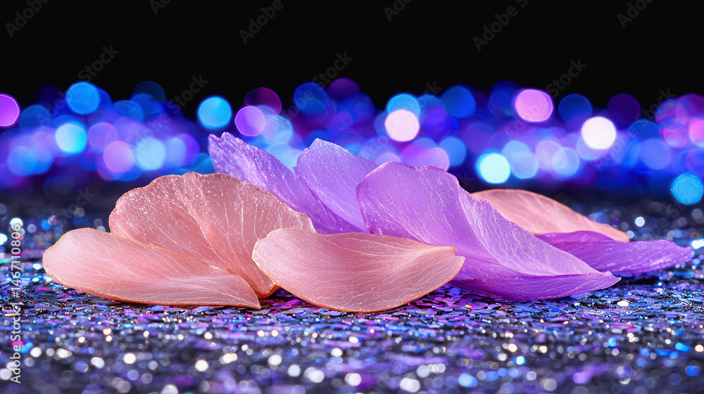 Poster delicate flower resting on a sparkling glitter background creating an eye-catching display for creat
