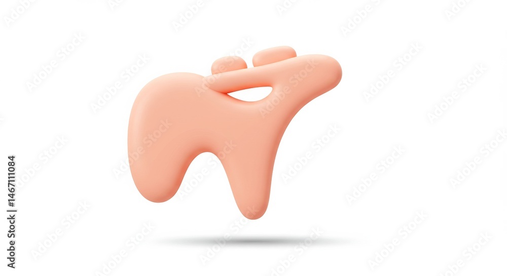 Poster abstract 3d render of a playful peach-colored creature