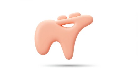 Abstract 3D Render of a Playful Peach-Colored Creature