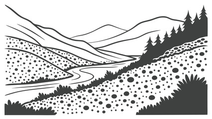 Obraz premium valley scene formed by halftone dot patterns