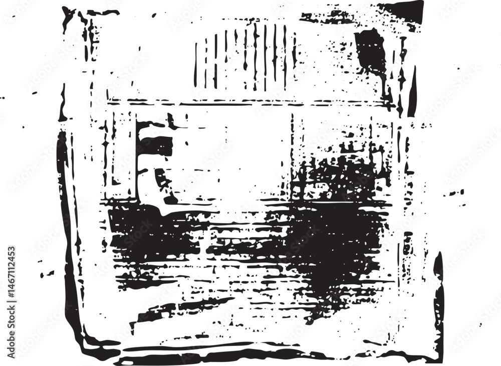 Poster a distressed textured block of black and white reveals a fragmented view.