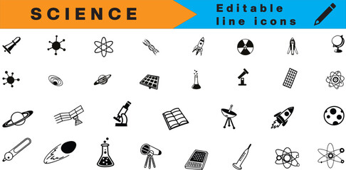 Modern Science Icons – Chemistry, Physics & Biology Vector Set