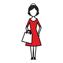 A silhouette of a woman holding a shopping bag, capturing a stylish and dynamic pose, symbolizing shopping, fashion, or leisure in a minimalistic and elegant way.
