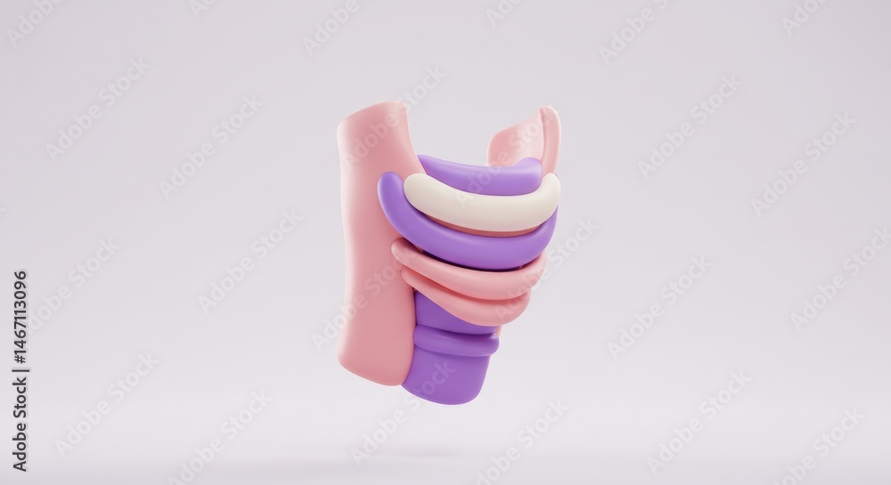 Aufkleber abstract 3d render of layered pastel forms on a light background