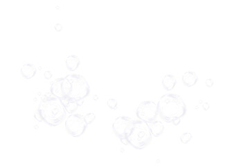 Shiny pastel soap bubbles isolated on white