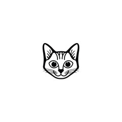 Cat Face silhouette on white background