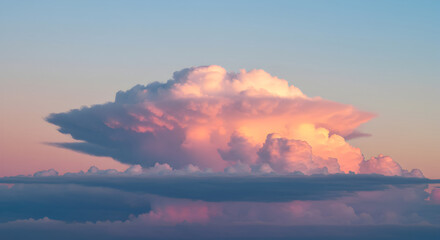 Ethereal Cumulonimbus Clouds Glowing With Pastel Colors At Sunset