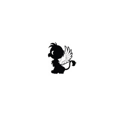 Cute Baby Griffin silhouette on white background