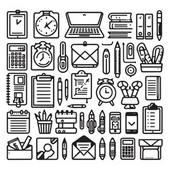 vector collection of office stationery icon clipart in editable line style