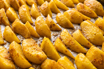 Fried potato wedges. Food. Fast food. Diet