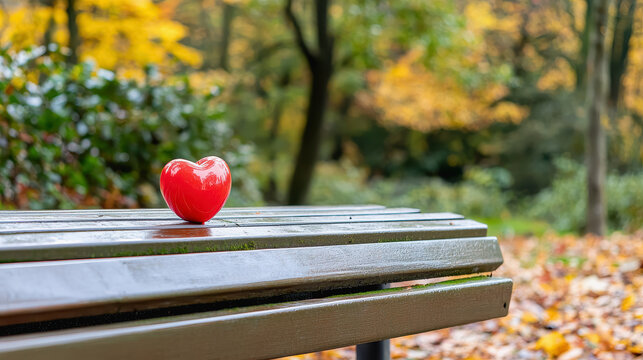Bright red placed on a rustic bench representing the theme of love is love and celebrating diversity and acceptance