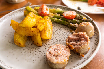 Fried potato wedges. Food. Fast food. Diet