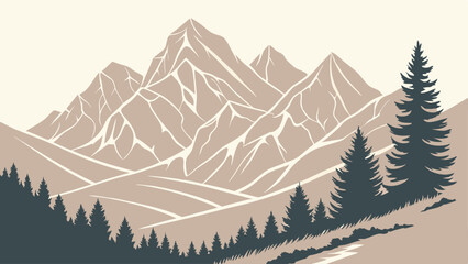 Fototapeta premium dotted mountain range in colorful flat vector