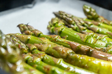 asparagus with tomatoes and cheese. diet. food concept
