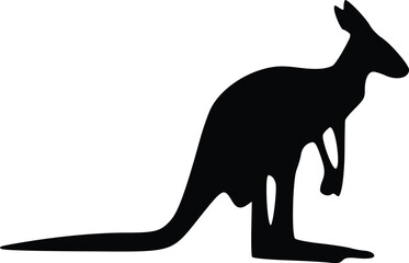 Vector EPS Black Silhouette of a Kangaroo Standing - Minimalistic Wildlife Illustration for Design and Art Projects