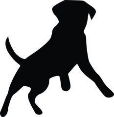 Vector EPS Black Silhouette of a Playful Dog in Motion - Dynamic Pet Illustration for Design and Animal-Themed Projects