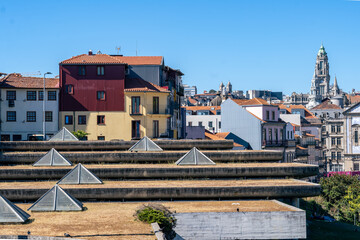 View of the old town roofs in Porto (Portugal)