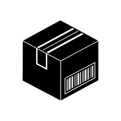 delivery box with barcode and fragile sign 