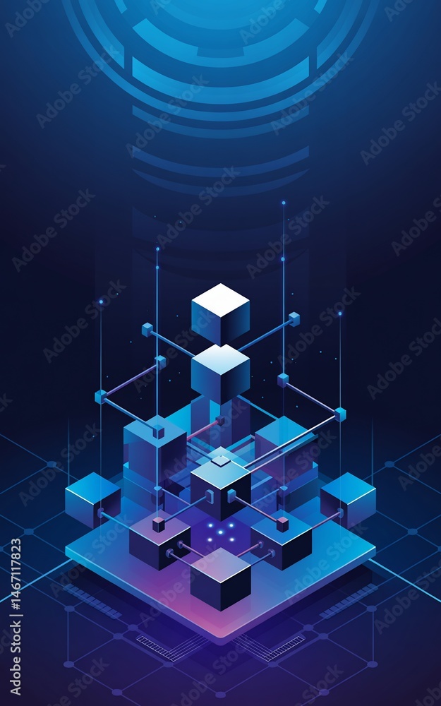 Poster abstract illustration of a data center or network infrastructure design