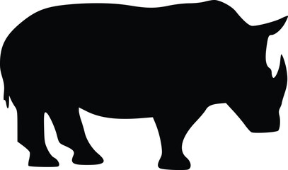 Adobe IllustraVector EPS Black Silhouette of a Rhinoceros - Minimalistic Wildlife Illustration for Design and Art Projectstor Artwork